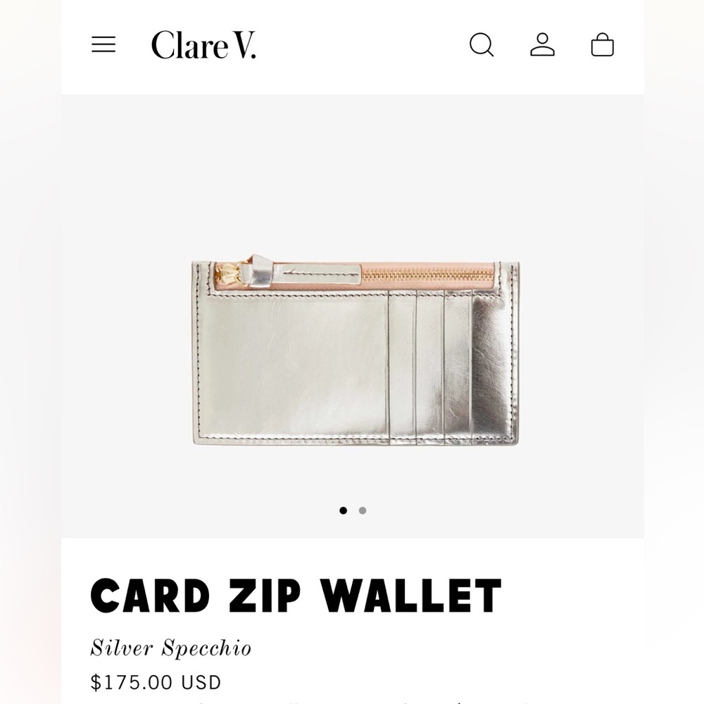 Clare V Silver Specchio and Pink Card Zip Wallet